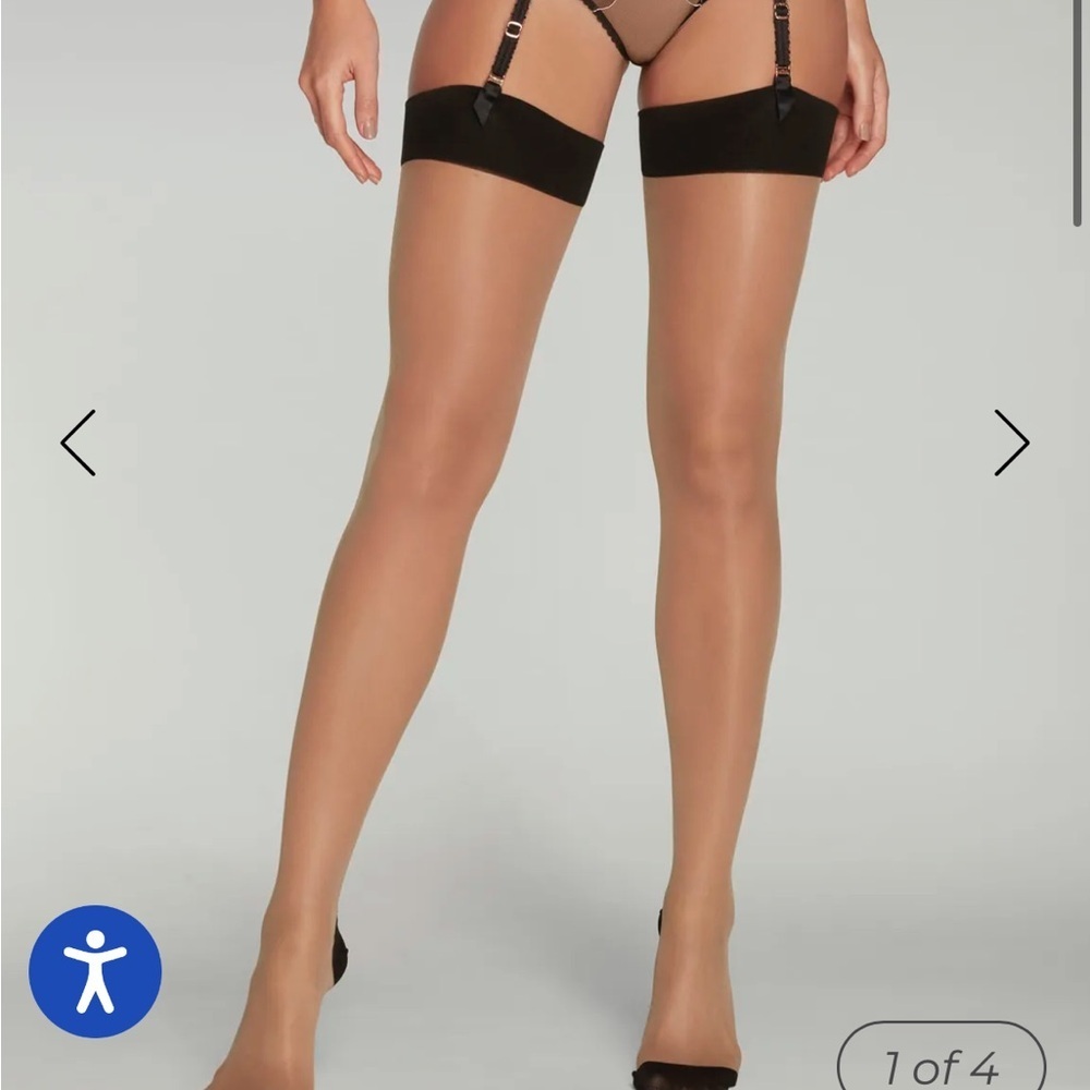 Agent Provocateur Amber Stockings Champagne/Black size 2